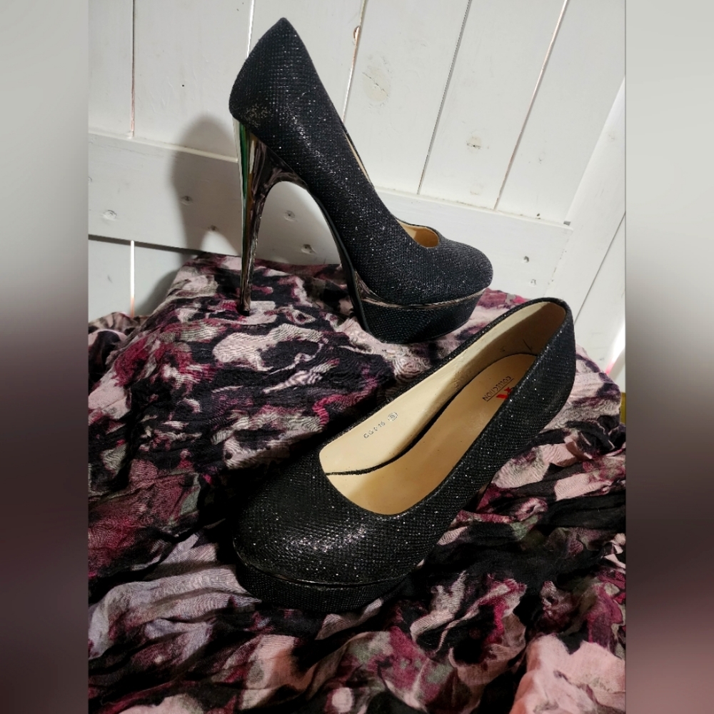 CR COLLECTION stilettos black glitter